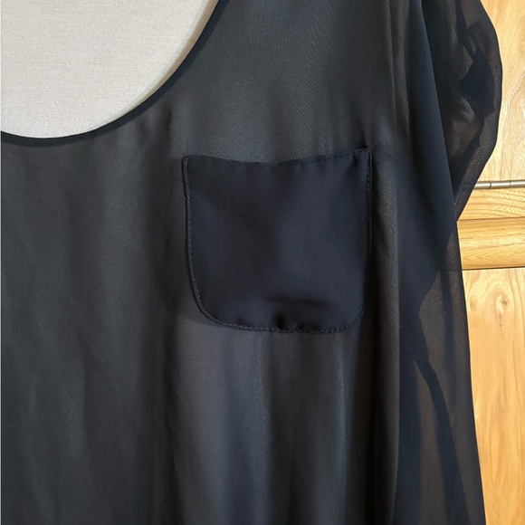 NY Collection Elegant Black Sheer Women's Top - Picture 3 of 7